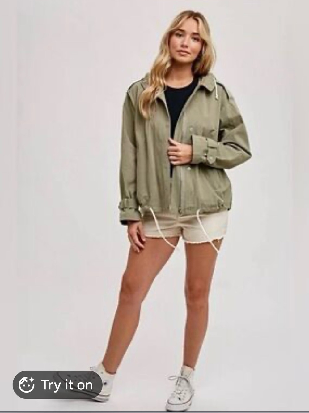 NWOT Zara Utilitarian Hooded Lightweight Utility Jacket Olive XS